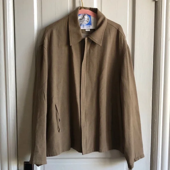 Perry Ellis Brown Zip Front Spread Collar Jacket XL - Picture 1 of 13